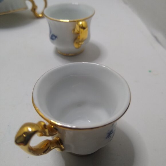 A Servre Decor Mini Tea Set 10 Piece Hand Painted Blue Gold. - Picture 4 of 14